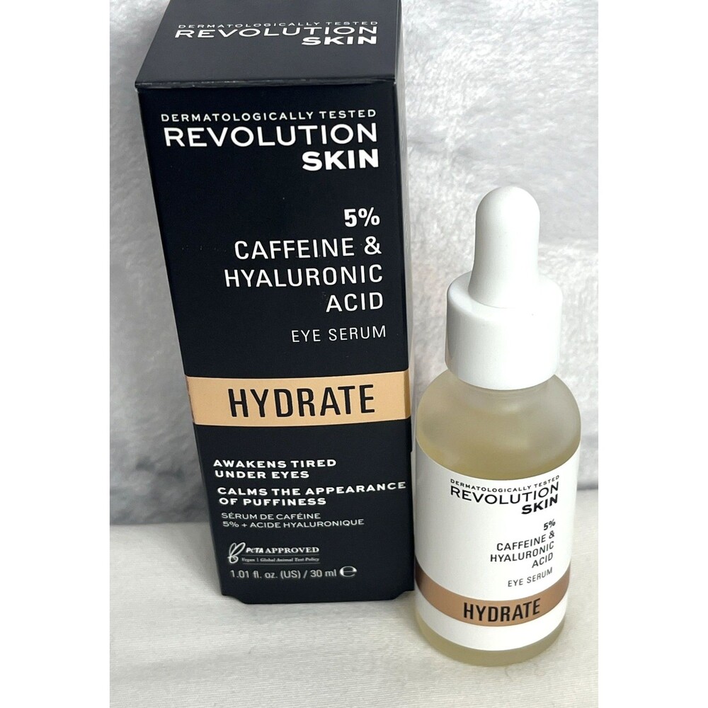 Revolution Skincare Eye Serum 5% Caffeine & Hyaluronic Acid 1. fl oz Vegan NEW